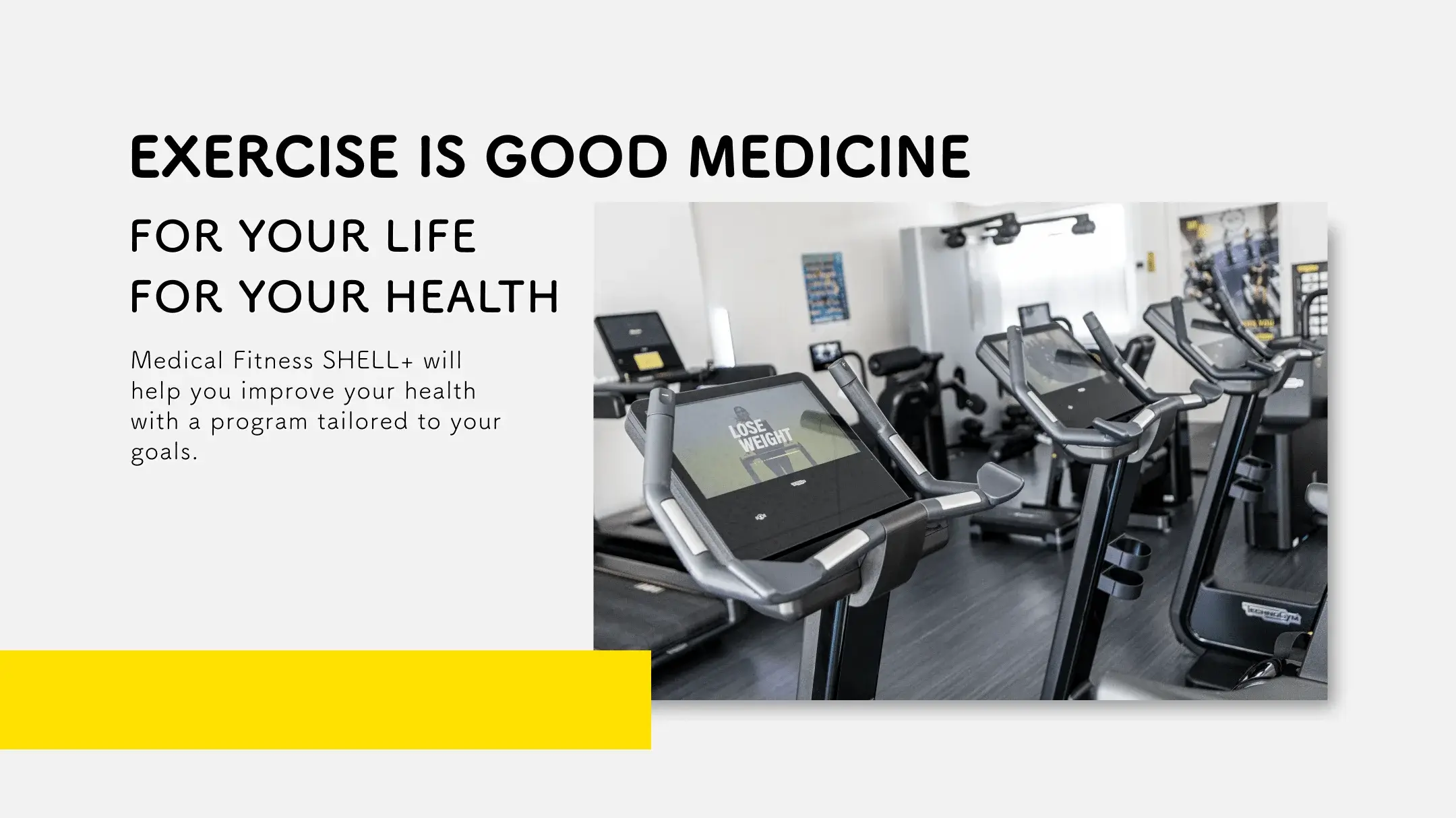 EXERCISE IS GOOD MEDICINE 運動は良薬 For your life.For your health.AI搭載マシンの画像