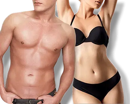 くびれBODYの女性と程よい筋肉の男性の画像